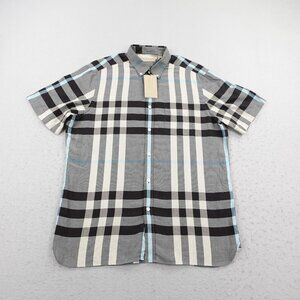 Burberry Shirt Mens 2XL Gray Beige Nova Check Button Up London England NWT NEW